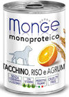 MONGE 70014335 Монопротеиновые консервы для собак, Индейка с рисом и цитрусами, банка 400 г
